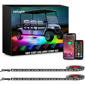 Nilight 2PCS Golf Cart Underglow LED Strip Kit - Dream Color RGB Led Ambient Light, Multi-Mode Neon Accent Lights, APP & Remote Control, Sound-Active Music Sync, IP67 Waterproof, 12V-65V Input for EZGO, Club Car