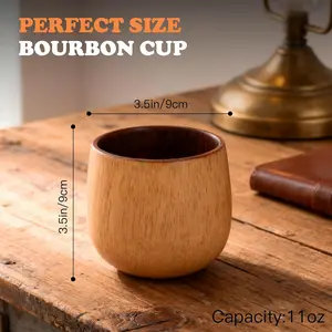 2PCS Oak Charred Whiskey Glass - Handcrafted Premium Oak Whiskey Tumbler, Unbreakable Old Fashioned Glass, Unique Wooden Bourbon Drinking Glass for Men Drinkware Cup