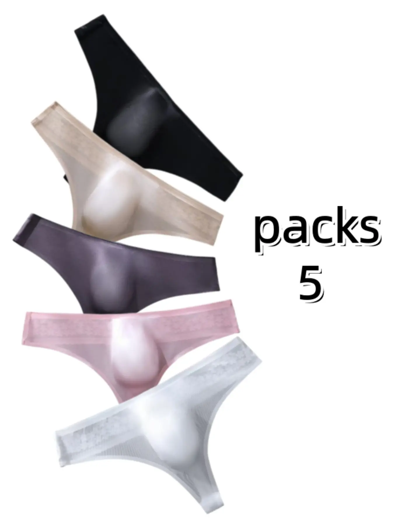 5-Pack Low-Waist Mesh See-Through Soft Breathable Briefs for Men, Sexy Seamless Underwear Set, Fitted Plain Design for All Seasons, Breathable Undergarments
