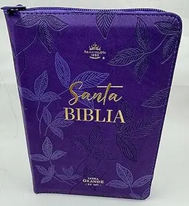 Women's Bible Large Print Closure 12 Point RVR.1960 Portable Size Lilac Floral Index This Bible is in Spanish