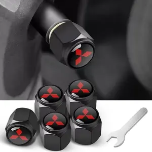 5 Piece Metal Car Wheel HUB Tire Valve Stem Caps, Fits Mitsubishi Mirage, Mirage G4, Outlander Sport, Eclipse Cross, Outlander, Outlander Phev