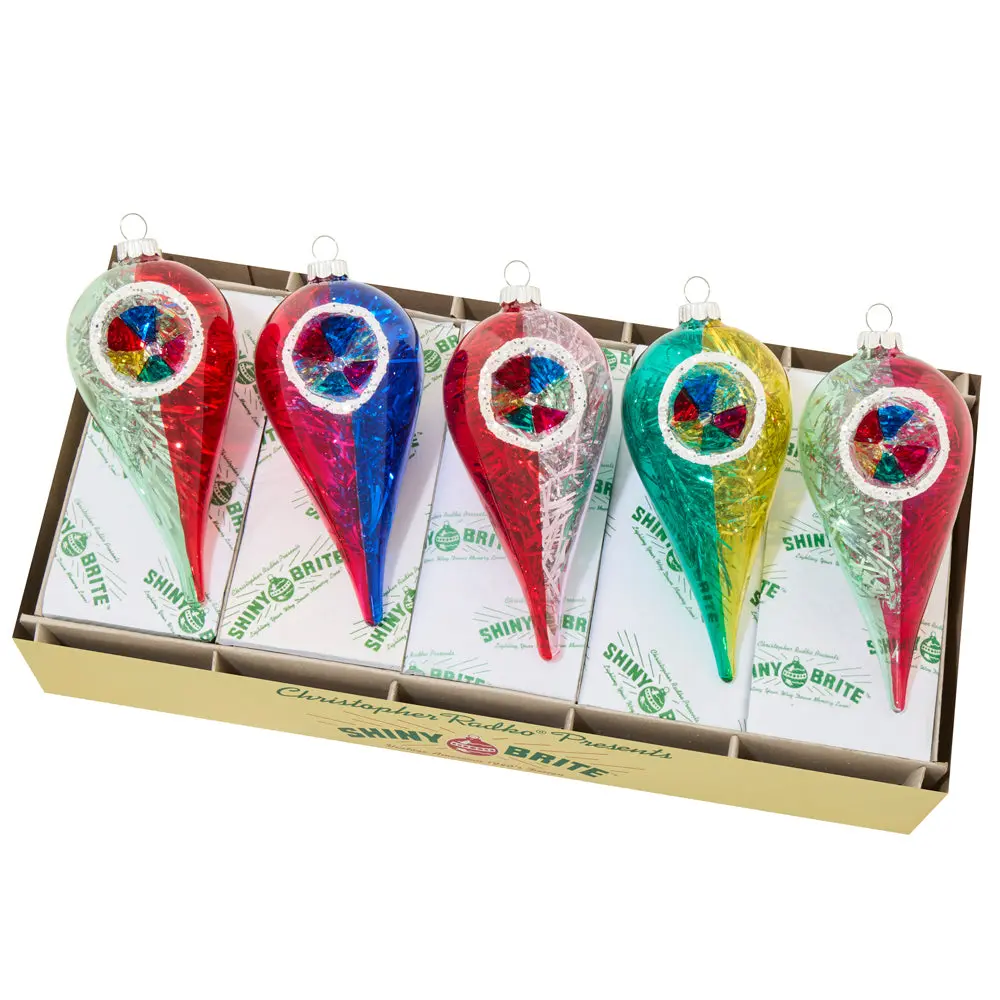 VIVID VINTAGE 5-Count 5" Shiny Reflector Tulips, Holiday Home Decor Ornament
