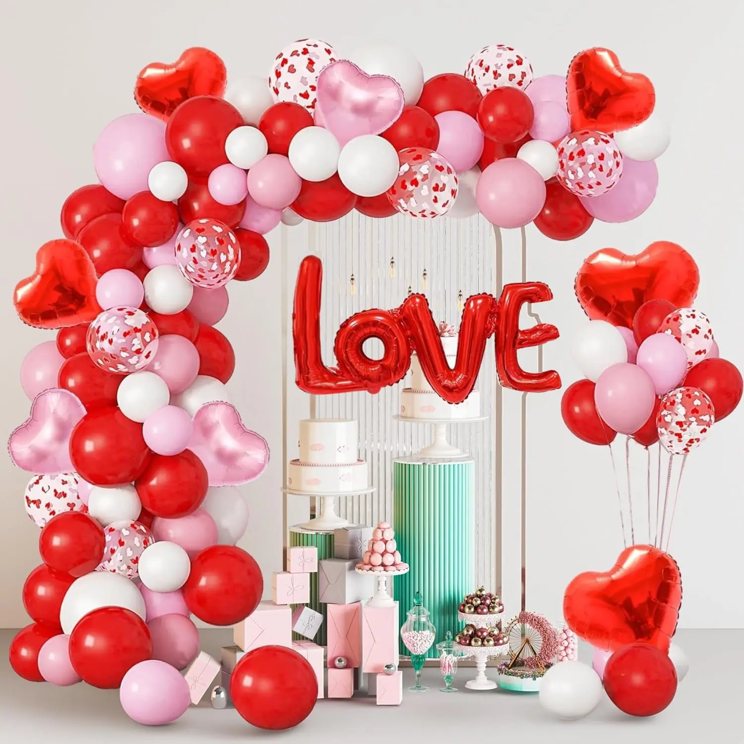 Bright 263Pcs Valentines Day Balloon Arch Kit, Galentines Love Balloon Garland Valentines Day Decorations For Party Wedding Birthday Proposal