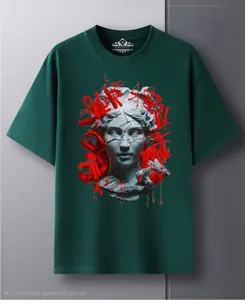 Stylized Graphic T-Shirt in 100% Heavy Cotton with Variations in Sizes Superior Quality Green Edition for Men