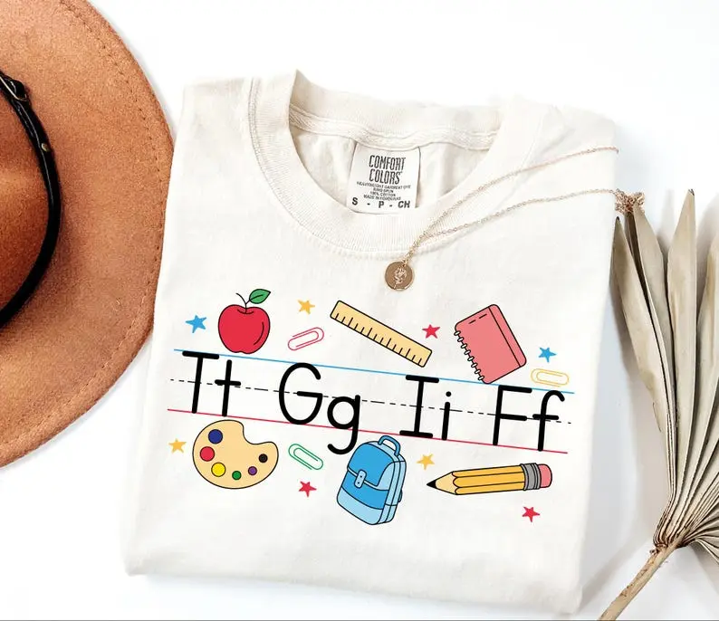 Comfort Colors TGIF Teacher T-Shirt, Alphabet Teacher Shirt, Kindergarten Teaching, Teacher Christmas Gifts, Teacher Appreciation Top Womenswear