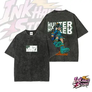 Gon Freecss, the protagonist of Hunter x Hunter.--Short Sleeve Cotton Unisex Retro wash Tee