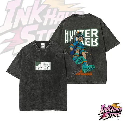 Gon Freecss, the protagonist of Hunter x Hunter.--Short Sleeve Cotton Unisex Retro wash Tee