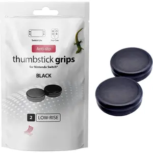 Gecko Grip, Low Rise Thumbstick Grips for  Joy-Con Controller, &  OLED & Lite | Anti-Slip Microstructured Analog Stick, Black, Covers Only