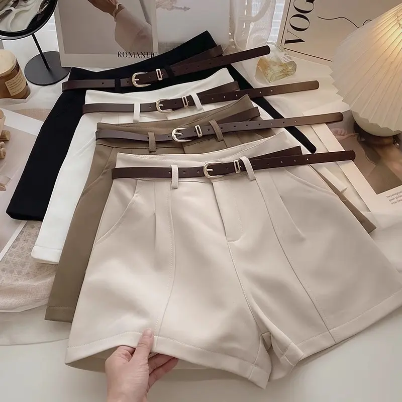 Women's High Waisted A-Line Shorts, Casual Wide Leg Summer Shorts, Vintage Korean Style Loose Fit Shorts for Daily Wear