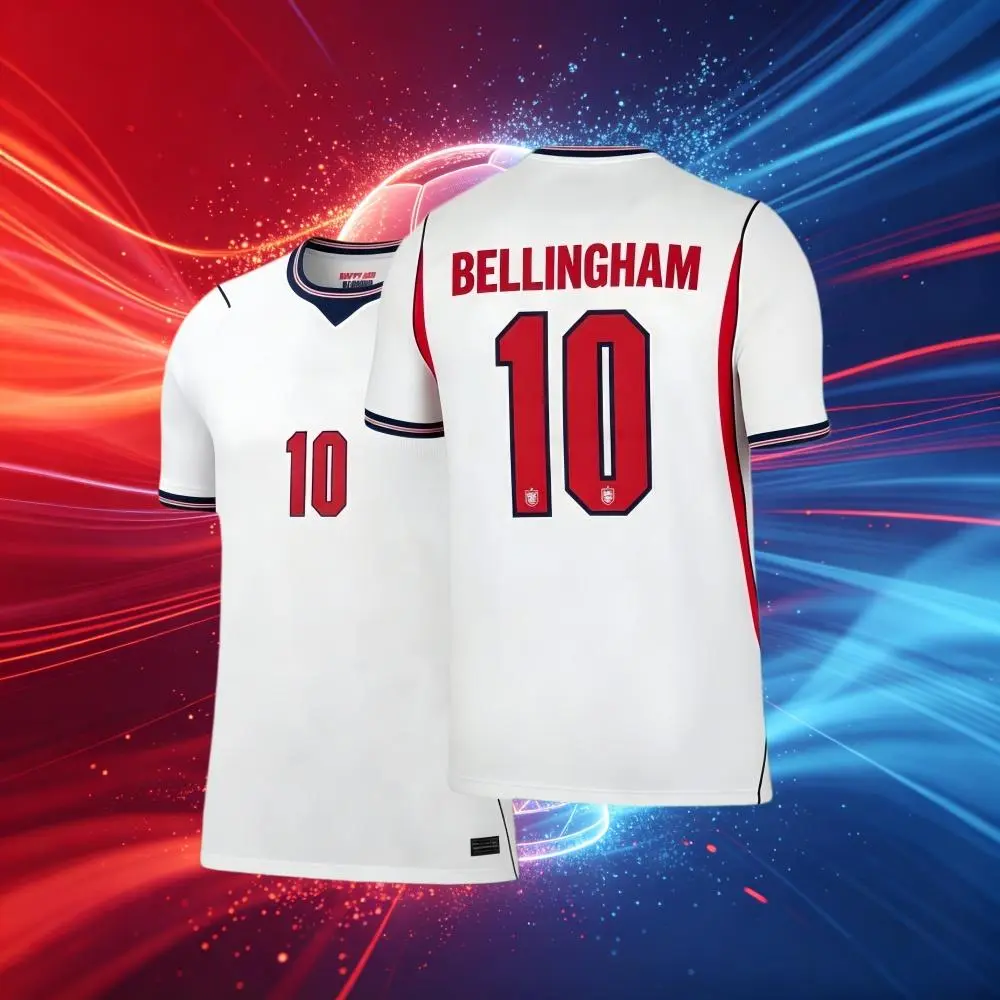 2026 England Home White 10# Bellingham Short Sleeve Soccer Jersey Fans Version