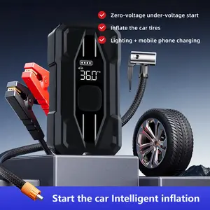 2 IN 1 JUMP STARTER& TIRE INFLATOR,Zero-voltage under-voltage start，Inflate the car tires，Lighting + mobile phone charging，8000mAh battery，Four intelligent inflation modes for Car,Motorcycle,Bicycle,Ball,Car,Car Accessories.