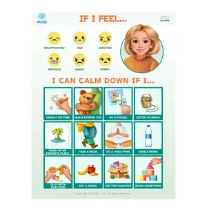 Kiares "If I Feel" Educational Wall Posters for Preschool, Kindergarten, Homeschool - Learning Classroom Decor - Multi-ethnic - Kids with Autism and Special Needs - Premium Quality - Made in USA