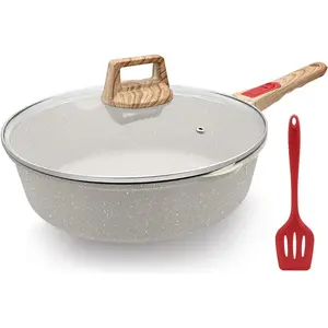 12 Inch Frying Pans Nonstick with Lid, 5 Qt Large Deep Frying Pan Skillet with Cover, Non Stick Cooking Saute Pan Compatible with  Stovetops, Detachable Handle, Oven Safe, PFOA PFOS Free