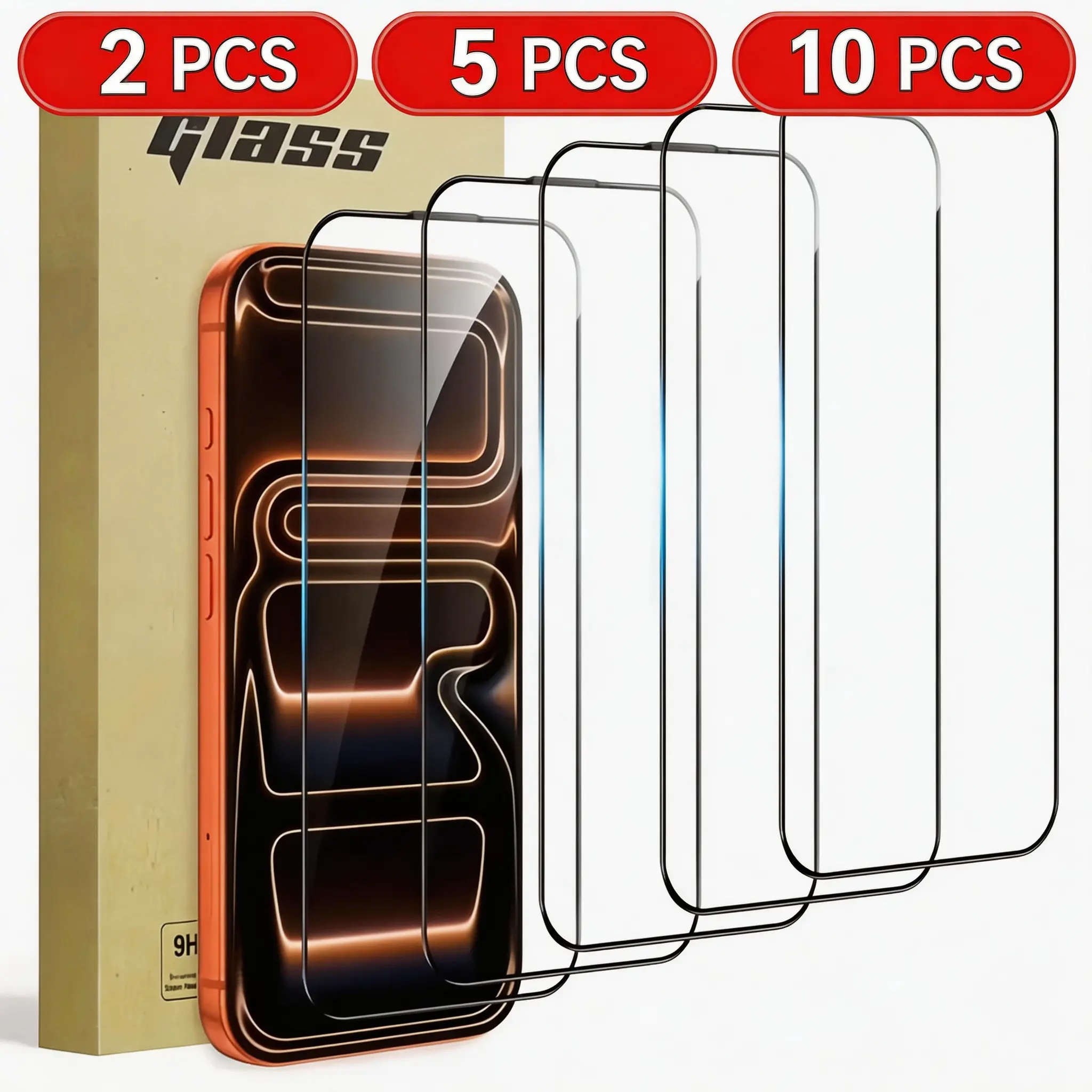 2/5/10pcs Tempered Glass Screen Protector For Apple for iphone 17/11/12/13/14/15/16 Pro Max Plus X/XS/XR/16E/Air/ Series, Ultra-high Definition, 9H Hardness, Scratch And Shatter Resistant, Dustproof, Easy To Install, Phone Screen Protector