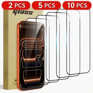 2/5/10pcs Tempered Glass Screen Protector For Apple for iphone 17/11/12/13/14/15/16 Pro Max Plus X/XS/XR/16E/Air/ Series, Ultra-high Definition, 9H Hardness, Scratch And Shatter Resistant, Dustproof, Easy To Install, Phone Screen Protector