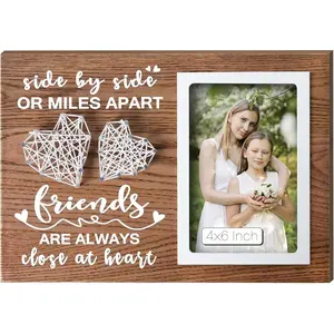 Gifts for   Women Female BFF Sister - Wooden  Picture Frame 4x6 Inches with  String Hearts