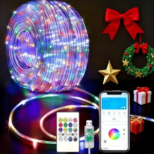 32Ft-65Ft LED Smart Strip Lights, Powered by USB, Three Control Modes:APP & Remote Control&Controller Box, Multicolor String Lights, IP65 Waterproof, for Christmas And Halloween Decoration,Celebratory Atmosphere|Holiday Decor|Color Shifting Lights