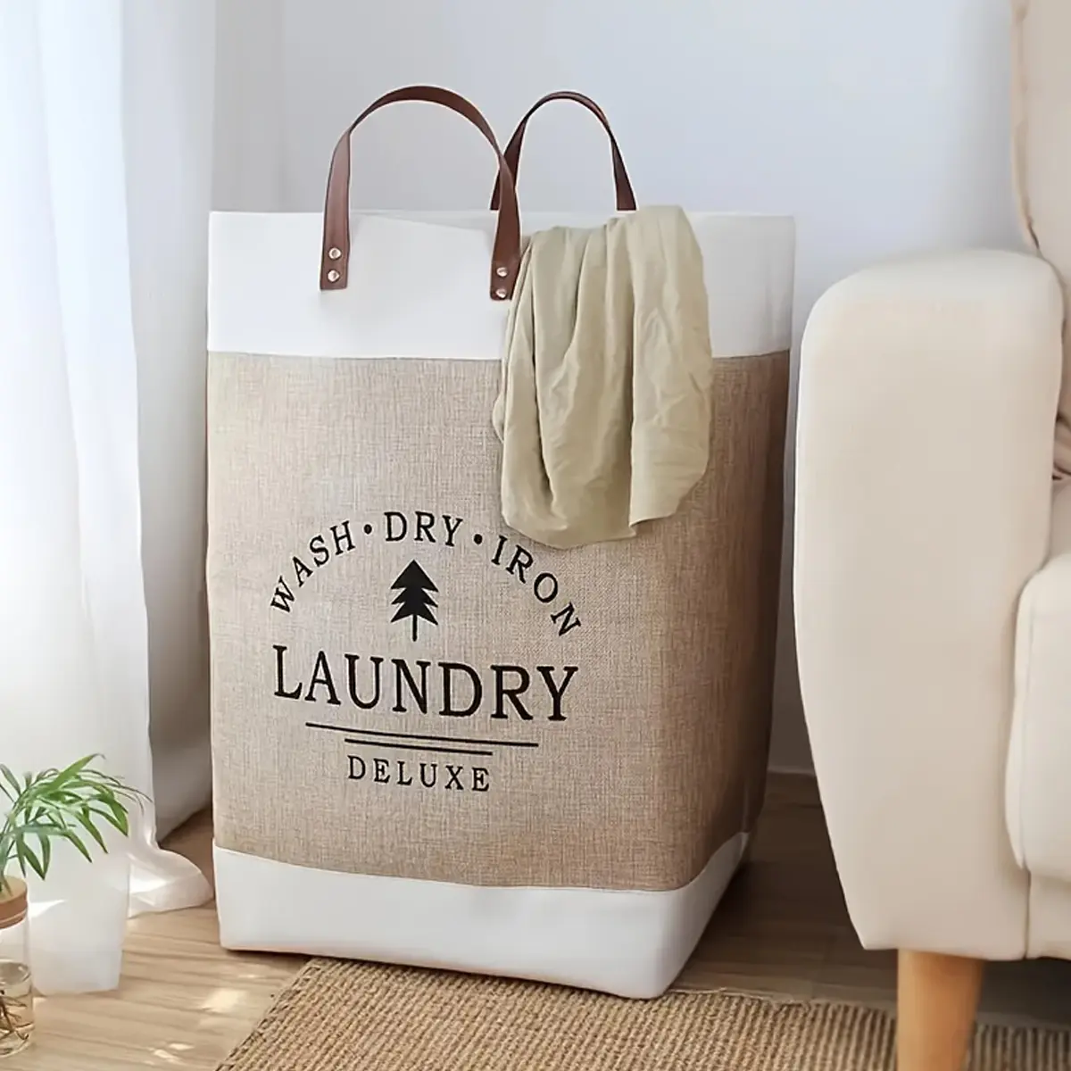 Foldable Storage Bags 65L Large Laundry Hamper Dirty Clothes Organizer Large Capacity Space-Saving Storage for Clothes Toys Blankets, Sports Equipment, Living Room, Bedroom