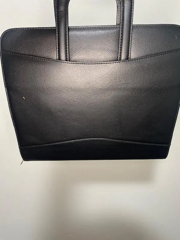Elegant Black Leather Briefcase with Dual Handles for Professional Use