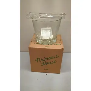 Princess House Heritage #0488 Crystal Ice Bucket Etched Floral W/ Tongs
