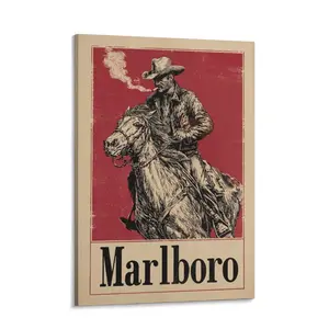 Vintage Marlboro Cigarette Poster Print - Retro Western Cowboy Poster home decor wall art Vintage Marlboro Cowboy Poster Print