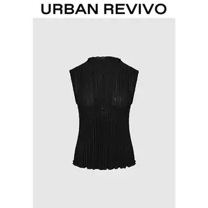 URBAN REVIVO Women's T-shirt Vest: UIS450021 springtok Grunge Tank Top Casual Soft Sleeveless