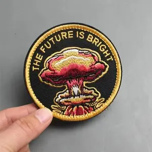 Vintage Nuclear Explosion Patches with Geometric Embroidery Design Velcros Hook & Loop Morale Retro Military Style Perfect for Jackets, Molle Bags, Hats & DIY