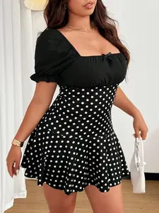 Freevana Plus Size Women’s Paisley Floral Patchwork Flare Sleeve Boho Dress – Casual Holiday & Beach Outfit