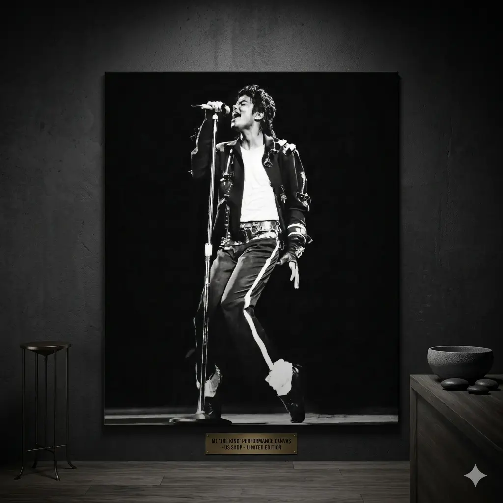 Michael Jackson Wall Art Print, Black and White Concert Poster, Music Legend Photo, Pop Icon Wall Decor, Vintage Stage Photography Canvas Wall Art, Music Decor, King of Pop Gift, Bedroom Decor, Living Room Decor,
