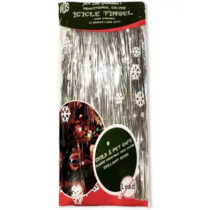 Icicle Tinsel for Christmas Tree Strands - Premium Old-Fashioned Silver Icicles Garland for Xmas Trees Shiny Mylar - Bulk Discounts Available - Kid Pet Safe - Hang with Ornaments & Decor