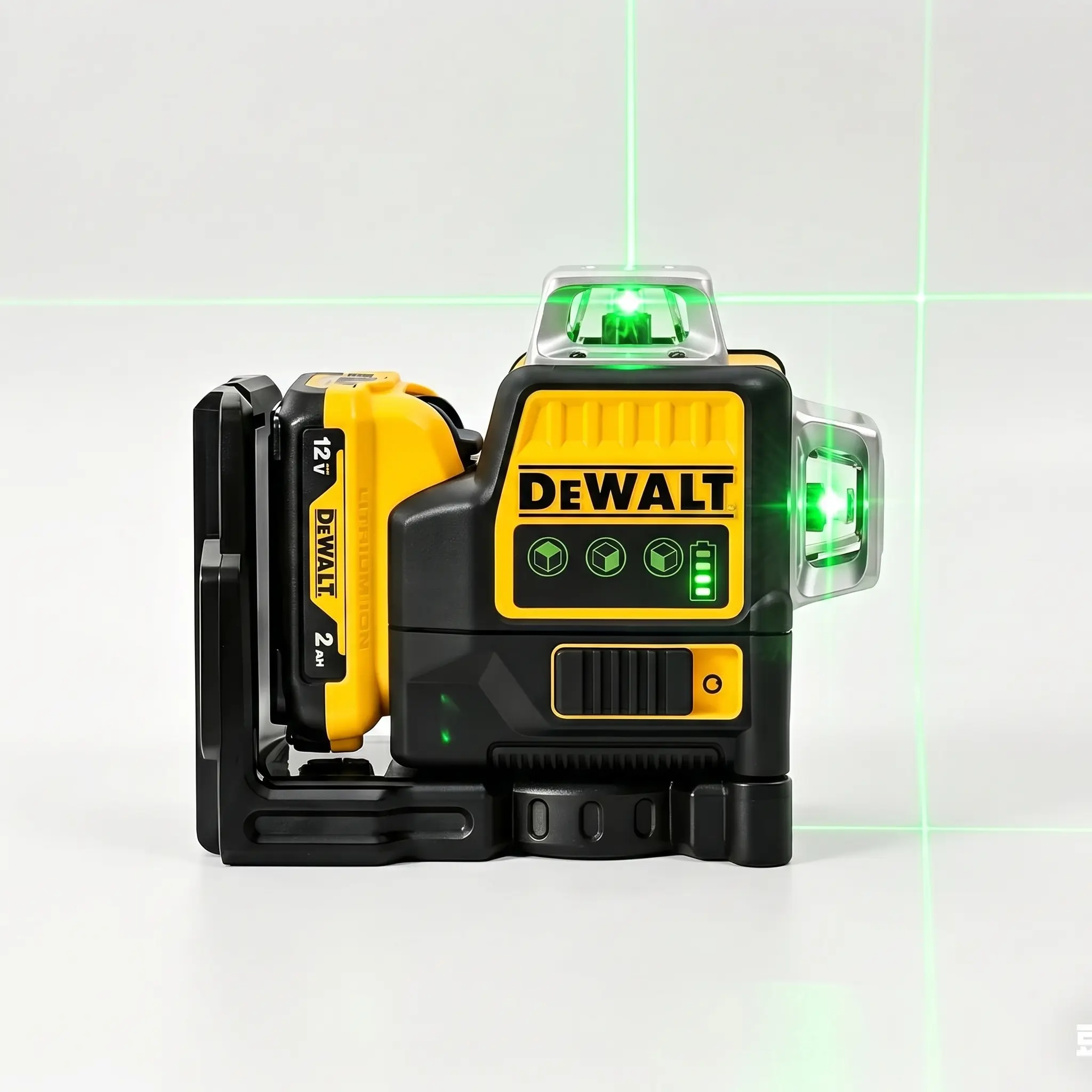 DeWalt 20V MAX Self-Leveling 360 Green Line Laser Level, 130/330 Ft Visibility (with Detector), ±1/8" @ 30 Ft Accuracy, IP54 Dustproof, 11 Hr Runtime with 2Ah Battery, Portable for Holiday Celebrations, Batteries Kit