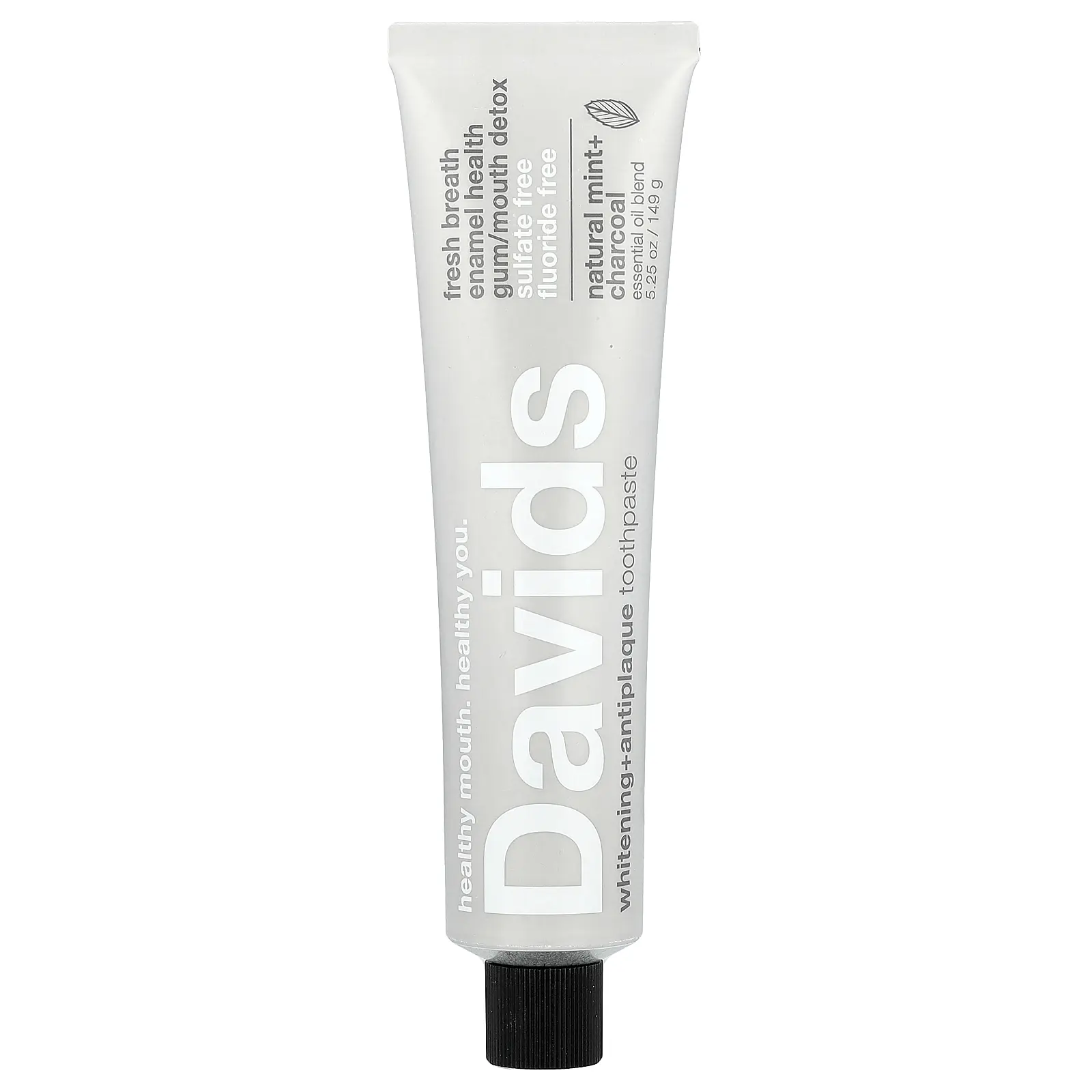 Davids Whitening + Antiplaque Toothpaste, Natural Mint + Charcoal , 5.25 oz (149 g)