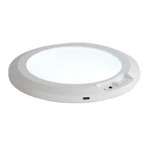 Round Motion Sensor Lights Wireless Induction 3 Color Ceiling Light with Remote Control Dimmable Night Light Stairs 5000mAh Battery 3W 120° Detection Angle