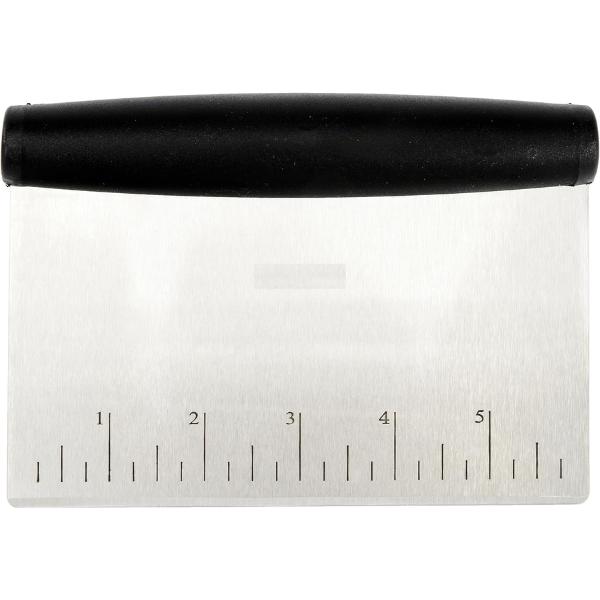 Multi-Purpose Bench Scraper – Stainless Steel Dough Cutter with Measurement Marks, Non-Slip Grip, Dishwasher Safe Baking Tool (6 Inch)