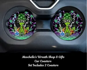 Alien-Themed Car Coasters, Stylish-Functional Smoking Accessory, Car Interior Decor for Vehicle Enhancement