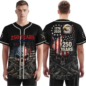 1776-2026 USA 250 Years Anniversary Baseball Jersey Shirt Men Patriotic Street Punk Style Hip Hop Athletic Baseball Shirt XS-5XL American Flag Retro Button Down Streetwear Fashion Top Unisex fit, soft comfortable streetwear fashion