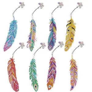 8pcs Diamond Painting Lazy Bookmarks, Animal Theme Irregular Shape DIY Eye Feather Bookmarks, Perfect for Leisure Reading, Mother's Day Adult Gift