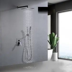 Hdmw Shower System Shower Faucet Combo Set Wall Mounted with 10" Rainfall Shower Head and handheld shower faucet