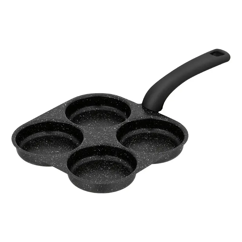 1Pc Medical Stone Four-Hole Omelette Pot Household Non-Stick Flats-Bottomed Egg Dumpling Pot Breakfast Egg Burger Frying Pan NONE