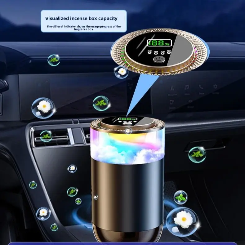 Smart Digital Display Car Air Freshener - Vehicle Start-Activated, High-End Cloud Mist Diffuser for Car Interior