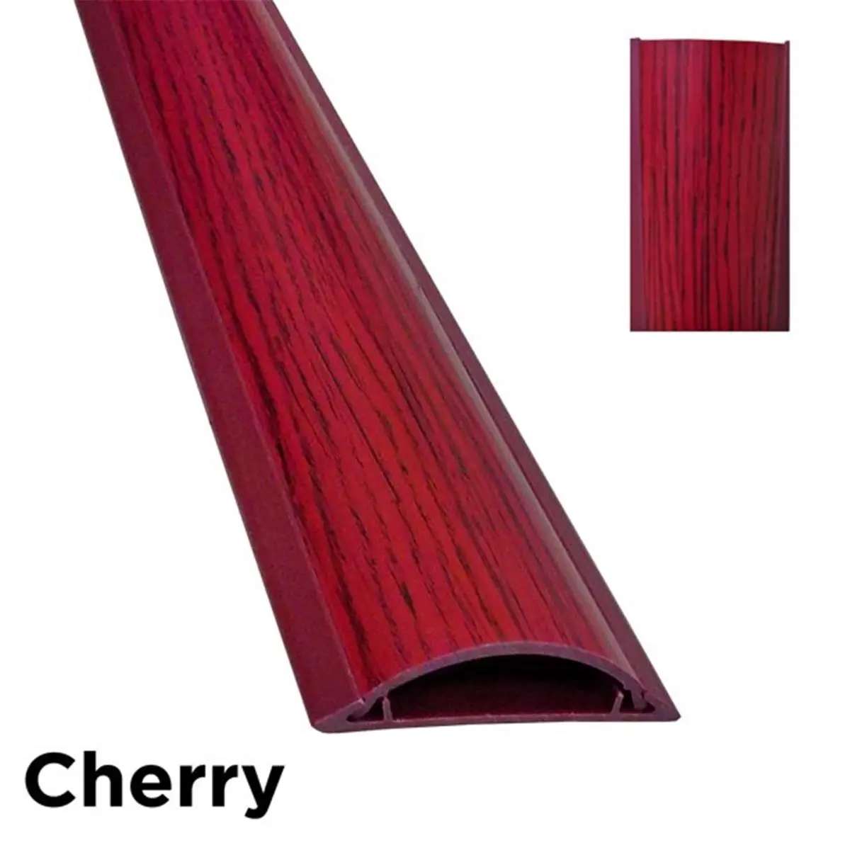 Electriduct Decorative Plastic Cable Shield - Cherry Wood, 59 in, Self-Adhesive, 0.3 h x 0.7 w in, 0.875 Lbs, 2-Piece Design, Floor Mount for Loose Wire Organization on Floors & Walls