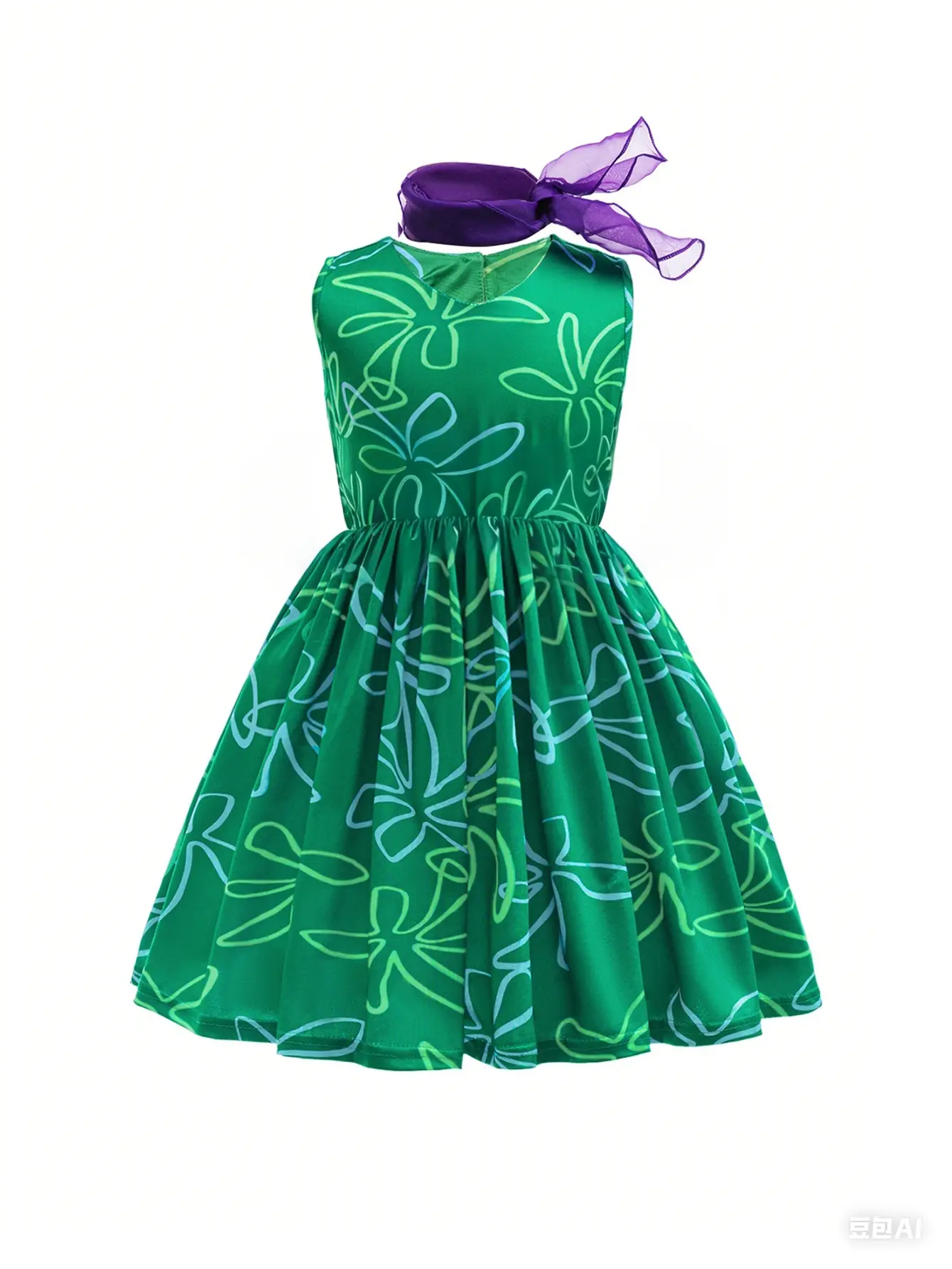 3-8Y Dark Green 01 Cartoon Cosplay Costume Fancy Carnival Kids Clothes Performance Princess Theme Party Holiday Girls Ball Gown Children Cocktail Dress