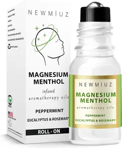 Magnesium Menthol Migraine Roll-On Stick for Fast Cooling Relief | Peppermint & Eucalyptus Aromatherapy Essential Oils | Natural Headache & Sinus Relief