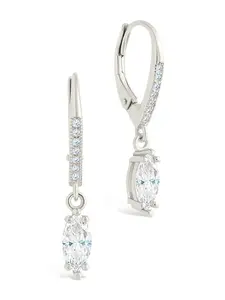 Sterling Silver Allegra Marquise Cut CZ French Clip Earrings