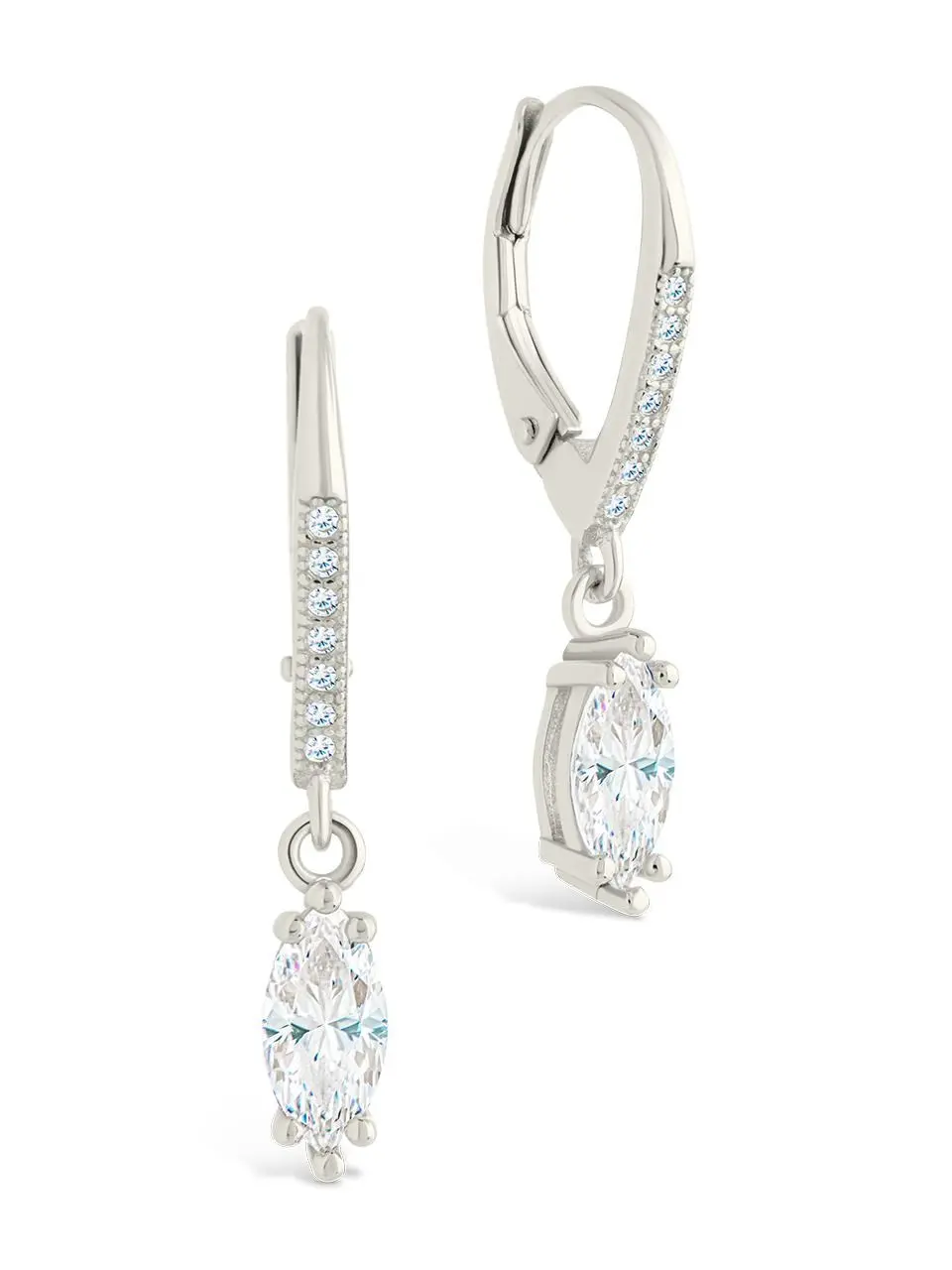 Sterling Silver Allegra Marquise Cut CZ French Clip Earrings