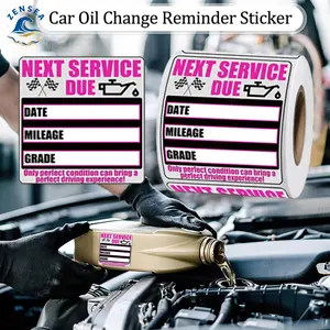 Oil Change Reminder Stickers 2"x2" (50x50mm) - 200pcs/Roll Next Service Due Labels, 1/2/3/6/10 Rolls Multipack for Auto Maintenance