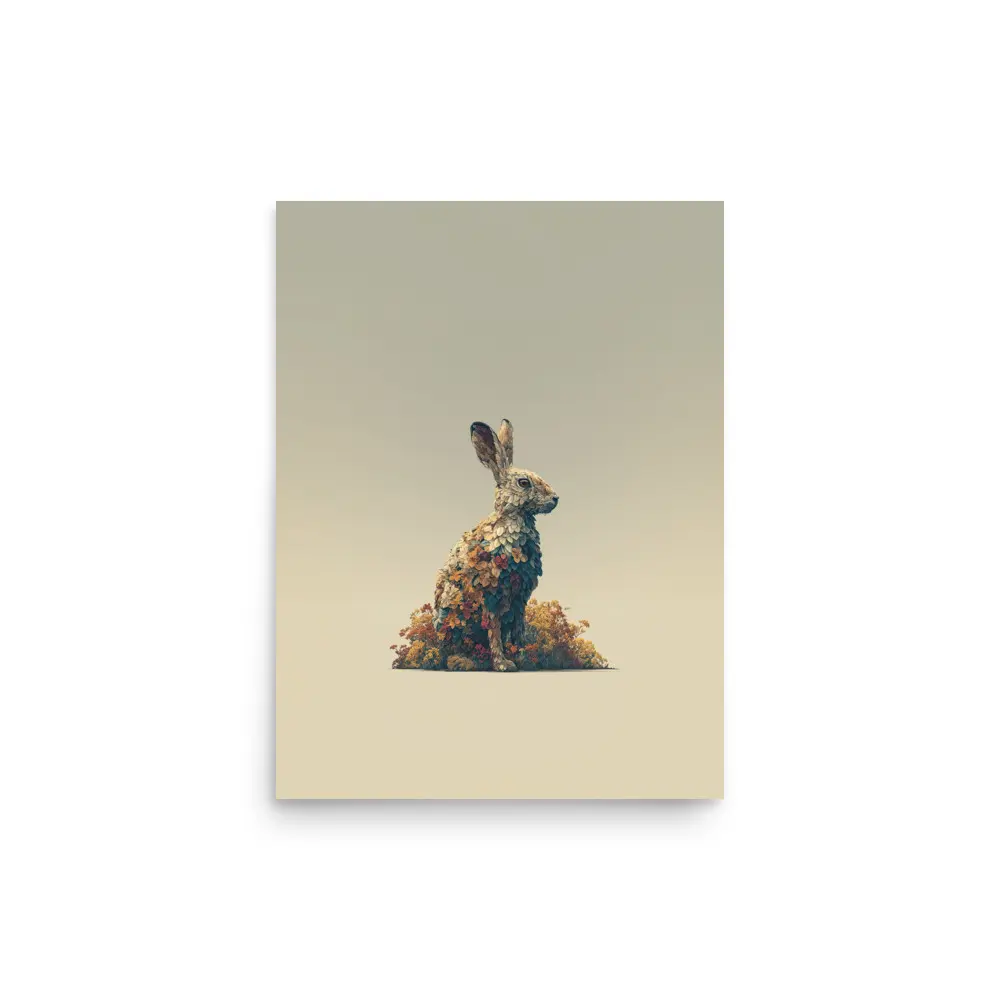 Rabbit Wall Art – Floral Bunny Poster Print | Soft Minimalist Nature Decor Poster | Spring Animal Artwork | American Made |  Artistic Decoration