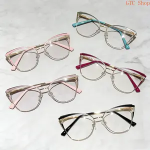 SpringStatements Cat-Eye Metal Frame Blue Light Blocking Glasses – Sleek Plain Front Design, Advanced Anti-Blue Lens Technology, Color-True Clear Lenses, Lightweight & Comfortable for All-Day Everyday Screen Use