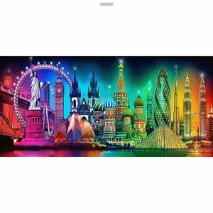 5D DIY Full Round Drill Diamond Painting City Night View Embroidery Cross Stitch