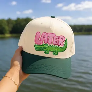 Embroidered Later Gator Trucker Hat Funny Alligator Quote Hat, Summer Vacation Hat, Cute Animal Trucker Cap Stitch Pattern